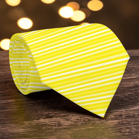 Bright Yellow Color Stripes Necktie Krawatte