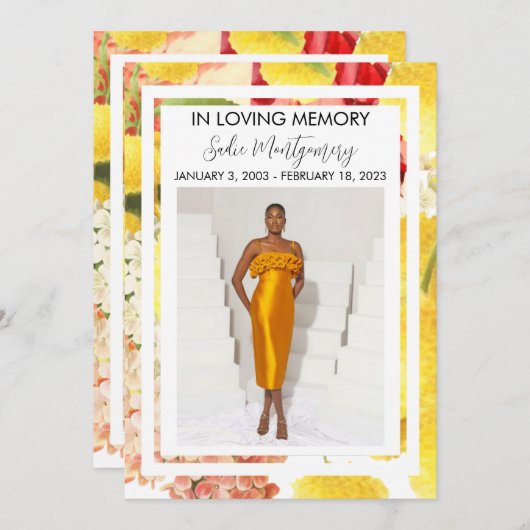 Bright Yellow Colorful Beerdigung Programm (Vorne/Hinten)