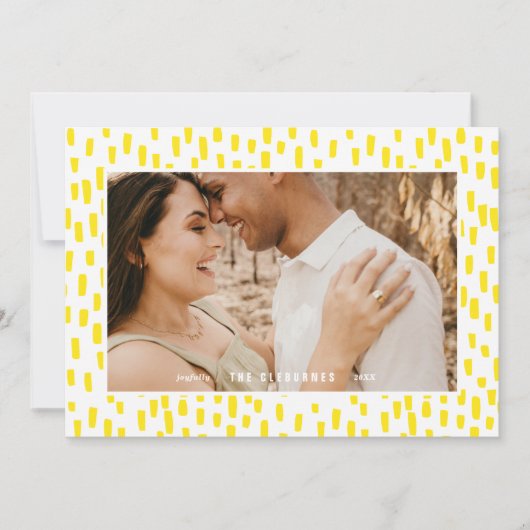 Bright Yellow Dashing Photo Frame Holiday Card Feiertagskarte (Vorderseite)