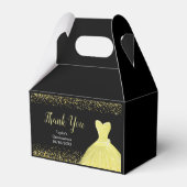 Bright Yellow Dress Faux Glitter Quinceanera Geschenkschachtel (Rückseite)