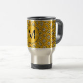 Bright Yellow Floral Pattern Personalised Reisebecher (VorderseiteRechts)