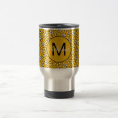 Bright Yellow Floral Pattern Personalised Reisebecher (Mittel)