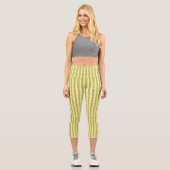 Bright Yellow Glitter Style Vertical Stripes Capri Leggings (Vorderseite)