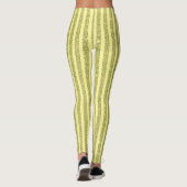 Bright Yellow Glitter Style Vertical Stripes Leggings (Rückseite)