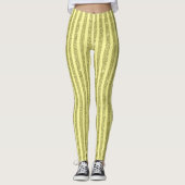 Bright Yellow Glitter Style Vertical Stripes Leggings (Vorderseite)