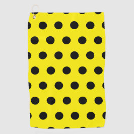 Bright Yellow Golf Towel with Black Dot Pattern Golfhandtuch