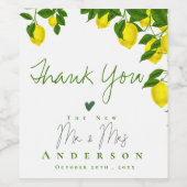 Bright Yellow Lemon Citrus Gastgeschenk Hochzeit Weinetikett (Einzelnes Label)