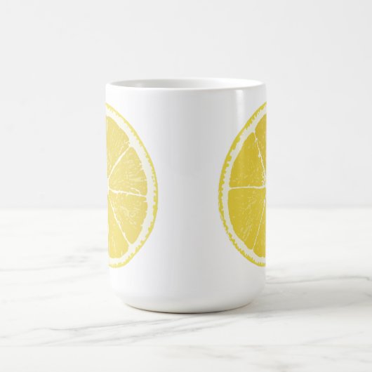 Bright Yellow Lemon Slice on White Mug Kaffeetasse (Mittel)