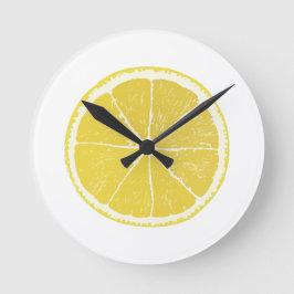 Bright Yellow Lemon Slice Wall Clock Runde Wanduhr