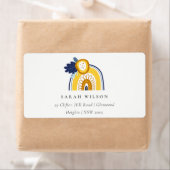 Bright Yellow Navy Boho Floral Rainbow Adresse (Insitu)