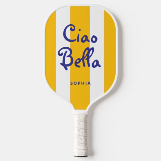 Bright Yellow Orange Stripes | Ciao Bella Pickleball Schläger (Vorderseite)