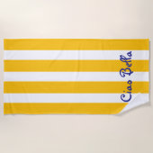 Bright Yellow Orange Stripes | Ciao Bella Strandtuch (Vorderseite)