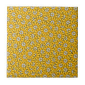 Bright Yellow Overlapping Floral Pattern Fliese (Vorderseite)