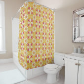 bright yellow pattern with red and white floral duschvorhang (Beispiel)