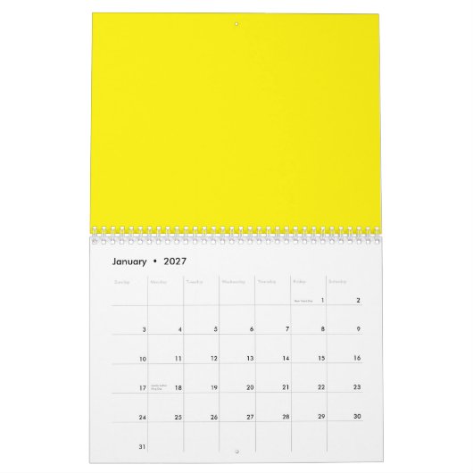 Bright Yellow Solid Background | Bold Modern Look Kalender (Jan 2027)