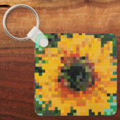 Bright yellow sunflower in pixel art schlüsselanhänger (Vorderseite)