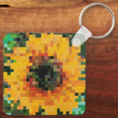 Bright yellow sunflower in pixel art schlüsselanhänger (Rückseite)