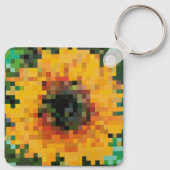 Bright yellow sunflower in pixel art schlüsselanhänger (Rückseite)
