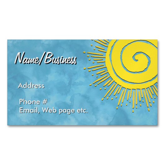 Bright Yellow Sunshine In Blue Sky Custom Magnetische Visitenkarte (Vorderseite)