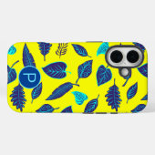 Bright Yellow Tropical Leaf Pattern Monogram Case-Mate iPhone Hülle (Rückseite (Horizontal))