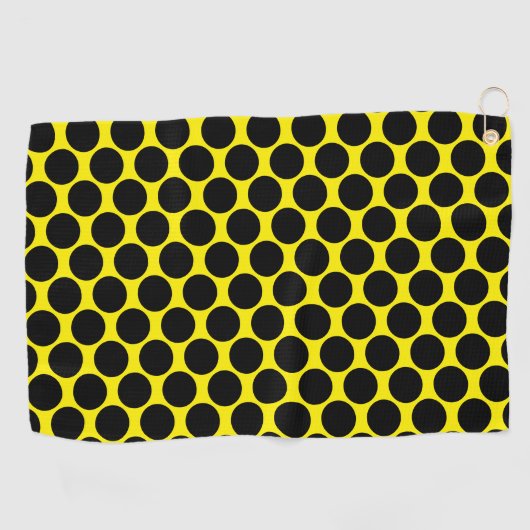 Bright Yellow with Black Dot Style Golfhandtuch (Horizontal)