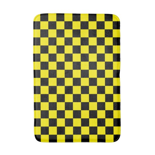 Bright Yellow with Black Square Pattern Badematte (Vorderseite Vertikal)