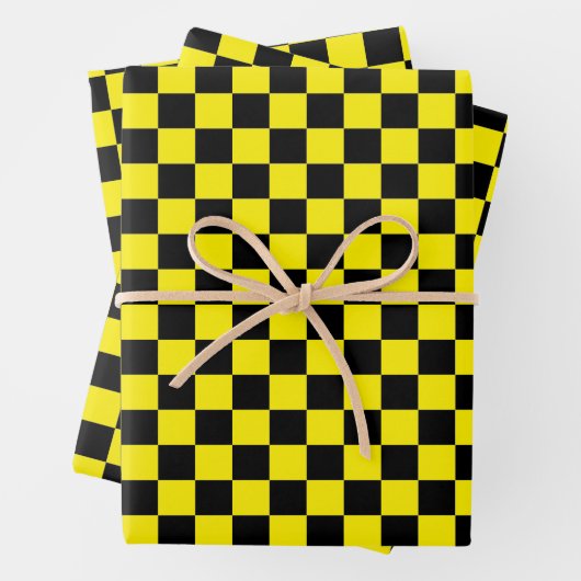 Bright Yellow with Black Square Pattern Style Geschenkpapier Set (Beispiel)