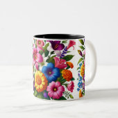 Bright Zinnias & Cosmos Blumengarten - Fröhlich ei Zweifarbige Tasse (VorderseiteRechts)