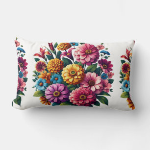 Bright Zinnias & Cosmos Blumengarten Lendenkissen
