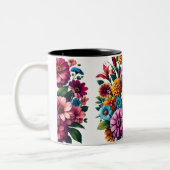 Bright Zinnias & Cosmos Blumengarten Zweifarbige Tasse (Links)