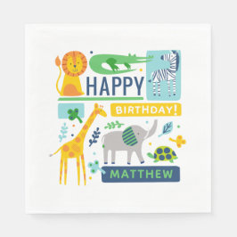 Bright Zoo Jungle Animals Birthday 6.5" NAPKINS Serviette