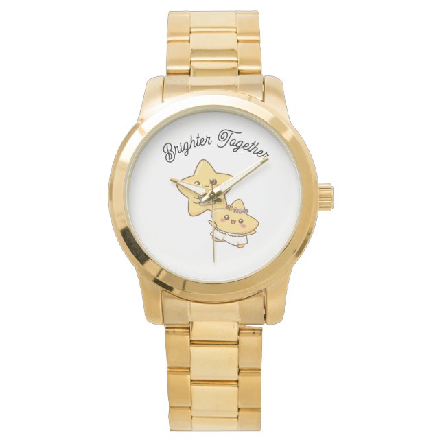 Brighter Together – Cute Couple golden watch Gift Armbanduhr (Vorderseite)