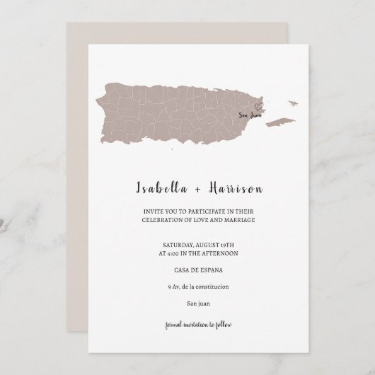BRIGHTEST Puerto Rico Wedding Invitation Template Einladung (Vorne/Hinten)