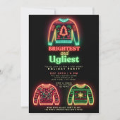 Brightest & Ugliest Ugly Sweater Christmas Party Einladung (Vorderseite)