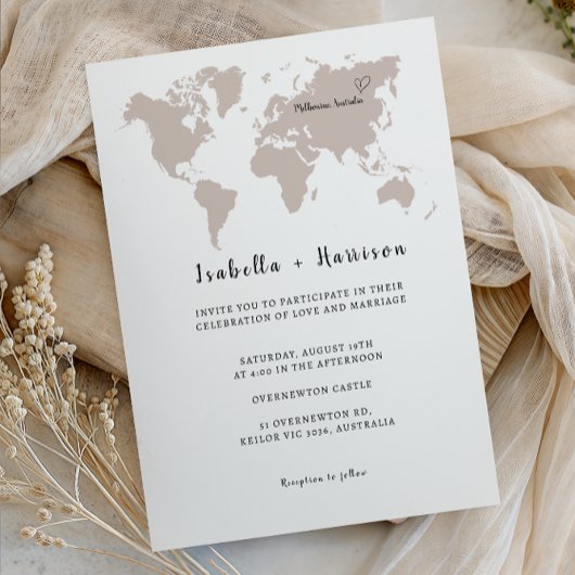 BRIGHTEST Wedding Invitation World Map Einladung