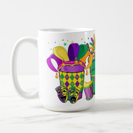 BRIGHTLICH FARBIGE MARDI GRAS GETRÄNKE KAFFEETASSE (Links)