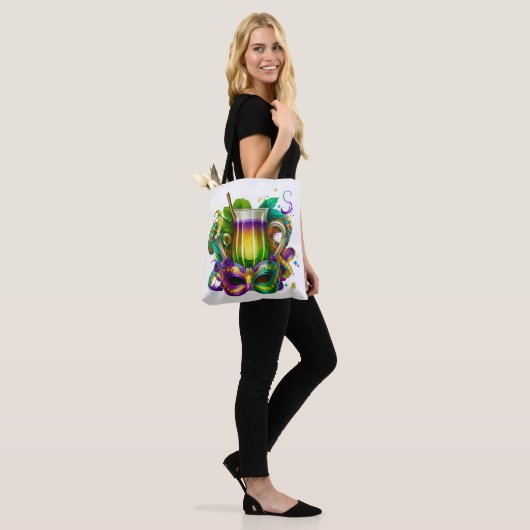 BRIGHTLICH FARBIGE MARDI GRAS GETRÄNKE TASCHE (Am Model)