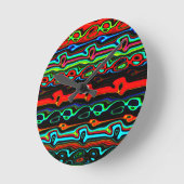 Brightly Colored Crazy Colorful Abstract Pattern Runde Wanduhr (Winkel)
