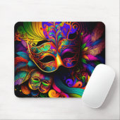 BRIGHTLY COLORED MARDI GRAS MASKS MOUSEPAD (Mit Mouse)