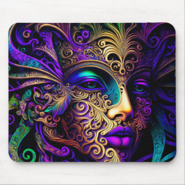 BRIGHTLY COLORED MARDI GRAS MASKS MOUSEPAD