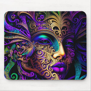 BRIGHTLY COLORED MARDI GRAS MASKS MOUSEPAD