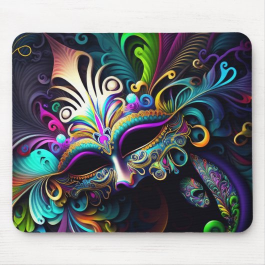 BRIGHTLY COLORED MARDI GRAS MASKS MOUSEPAD (Vorne)