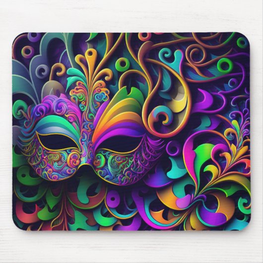 BRIGHTLY COLORED MARDI GRAS MASKS MOUSEPAD (Vorne)