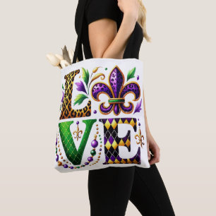 BRIGHTLY COLORED MARDI GRAS THEMEMA LIEBE TASCHE