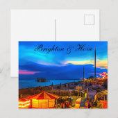 Brighton and Hove Beach & Sunset Digital Painting Postkarte (Vorne/Hinten)