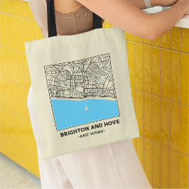 Brighton and Hove, East Sussex City Map Tote Bag Tragetasche