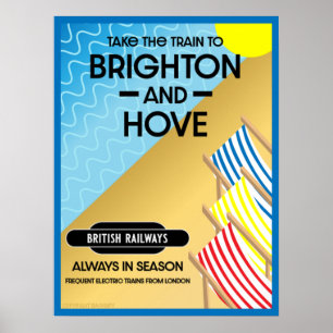 Brighton and Hove Travel Beach Art Poster