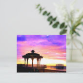 Brighton Bandstand und West Pier mit Sonnenunterga Postkarte (Stehend Vorderseite)