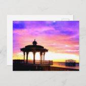 Brighton Bandstand und West Pier mit Sonnenunterga Postkarte (Vorne/Hinten)