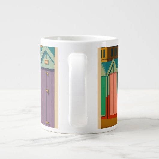 Brighton Beach Huts - farbenfrohe Küstendrucke Jumbo-Tasse (Rückseite)